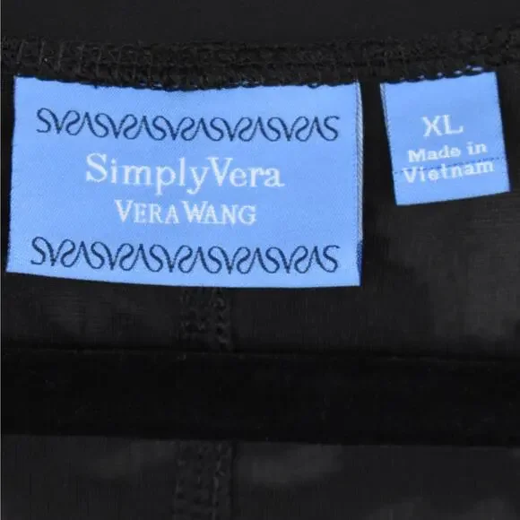 Simply Vera Wang black velvet burnout long sleeve shirt top size xlarge whimsy - Picture 7 of 10